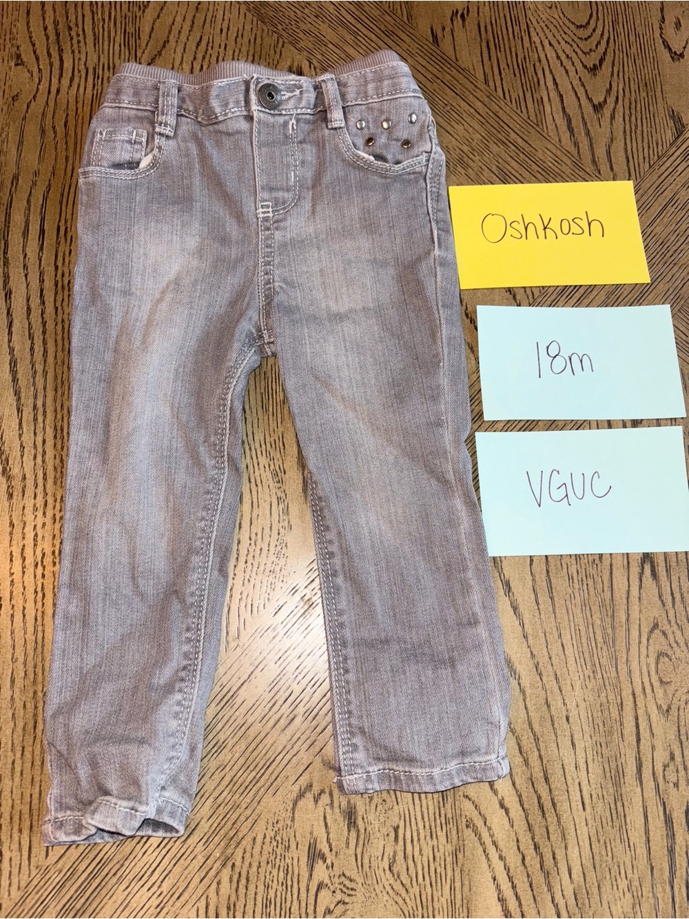 OshKosh B'gosh Light Gray Toddler Jeans with Stud Accent